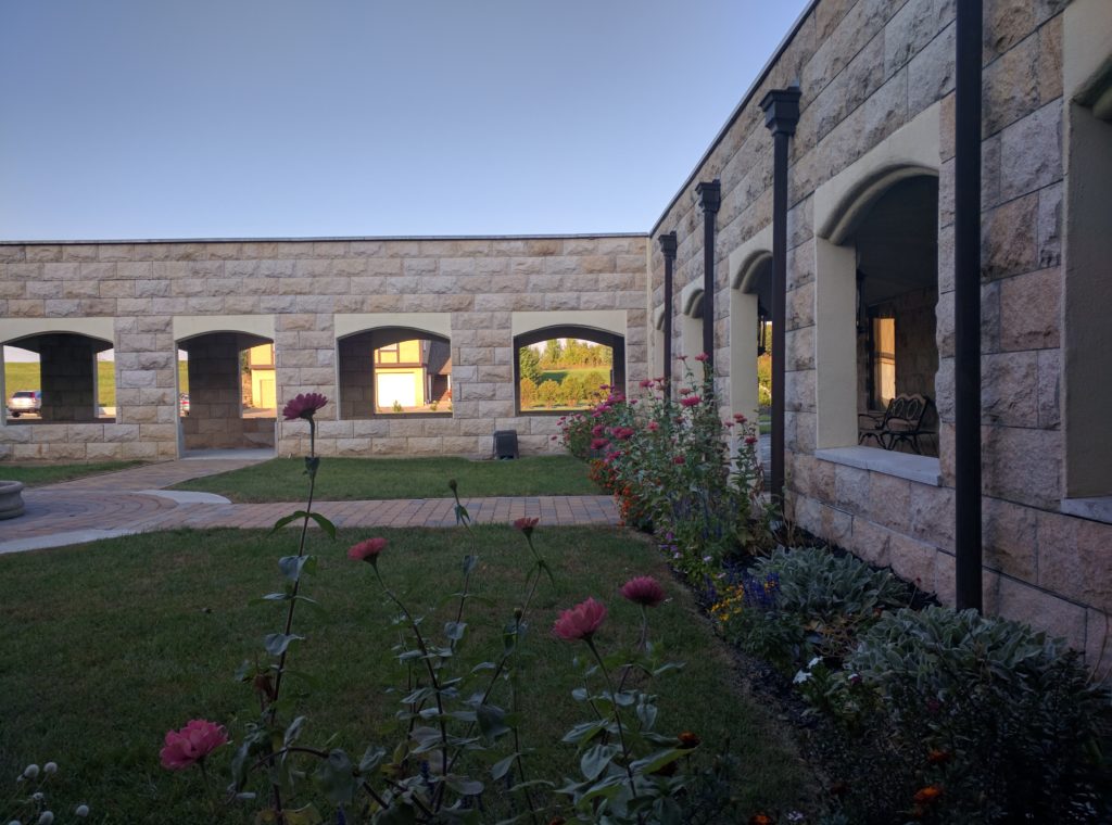 Our cloister garden, with its waning blooms.